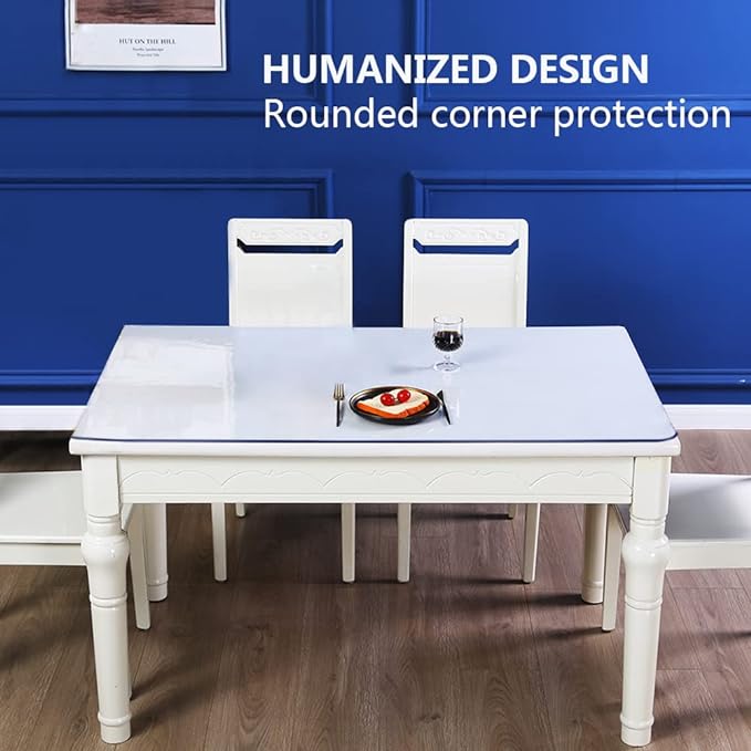 120x42 Inch Vinyl Clear Table Cover Protector Thicken Glass Plastic Table Protector for Dining Room Table Glass Plastic Tablecloth Protector Transparent Table Cloth Table Pad for Kitchen Wood Grain