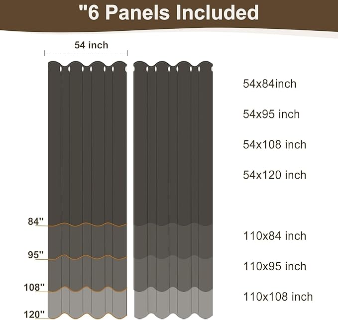 HolidayIdeas Outdoor Curtains for Patio Waterproof 6 Panels 54x95 Inch-Windproof Weatherproof Privacy White Curtains-Grommet Top and Tab Bottom Drape for Gazebo, Porch, Pergola, Cabana, Backyard