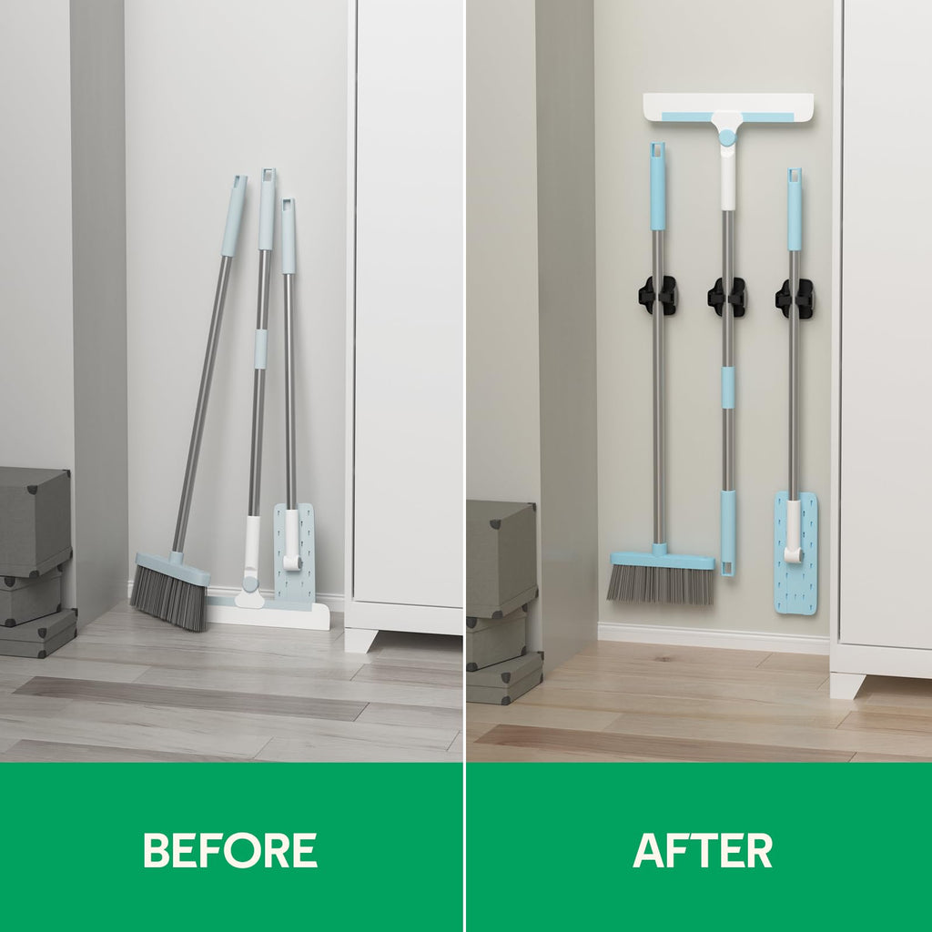 Broom Holder Wall Mount Mop Grippers organizer wall hanging (5 Count)
