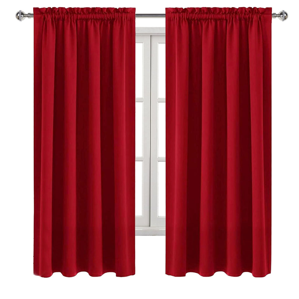 Blackout Curtains for Bedroom Living Room 52 x 63 Inch Long Red (2 Count)