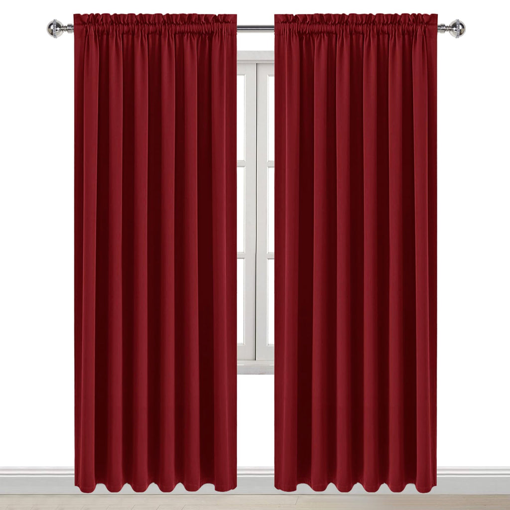 Wide Blackout Curtains for Living Room 70 x 84 Inch Long Burgundy (2 Count)