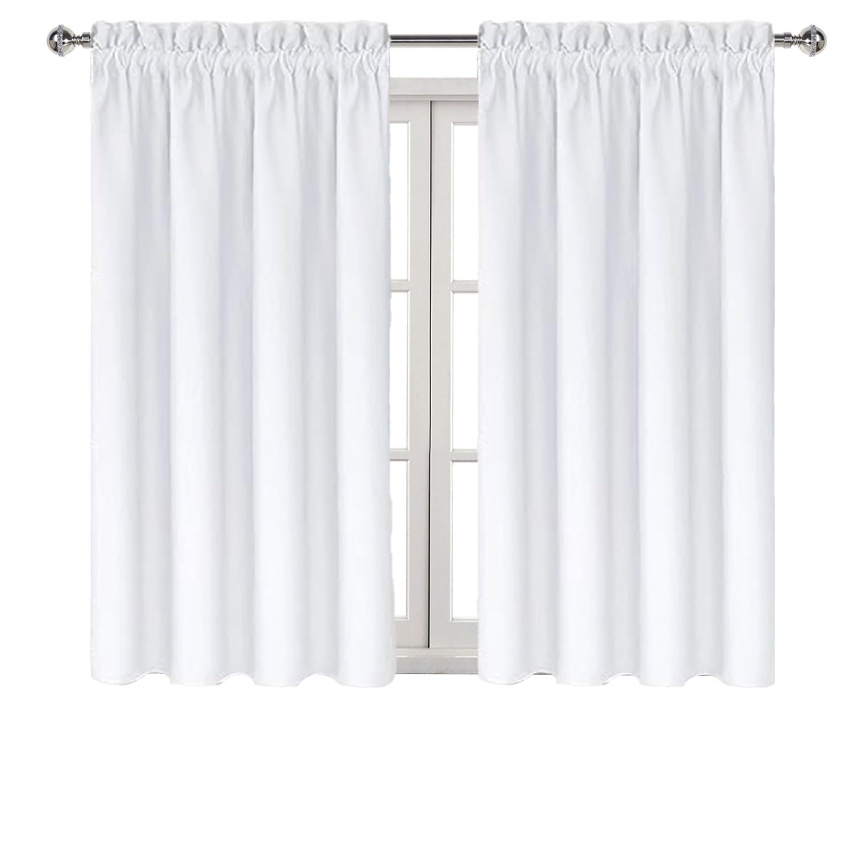 White Curtains 50% Light Blocking for Living Room 54 Inch 2 Panels (2 Count)