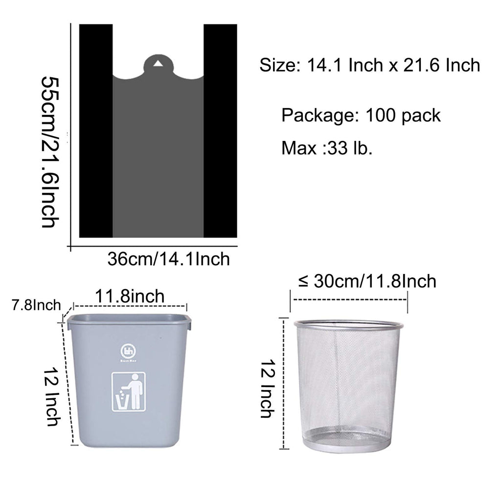 100 pcs Black Trash Bags with Handles (100 Count)