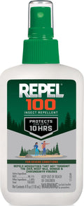 Repel 100 Insect Repellent, 4 Ounces, With DEET, 10-Hour Protection Long-Lasting Insect Repellent Pump Spray Repels Mosquitoes, Ticks, Gnats, Biting Flies, Chiggers And Fleas