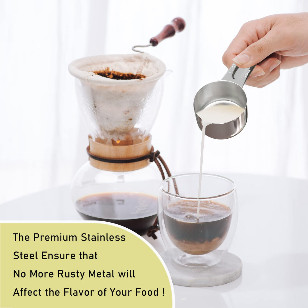 1PCS 1/2CUP(120ml, 4oz) Measuring Cup, 18/8 Stainless Steel Measure Scoop