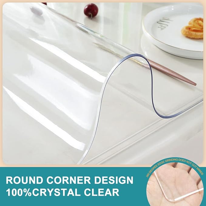 Waterproof Clear Plastic Table Protector Cover for Garden Table Coffee Table Outdoor Craft Table 35x71 Inch Crystal PVC Desk Mat Pad Crystal Vinyl Table Top Cloths Heat Resistant Non-Slip 1.5mm Thick
