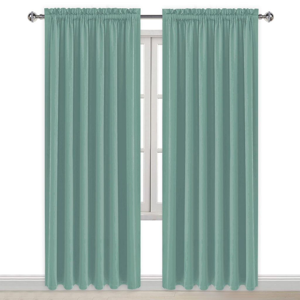Wide Blackout Curtains for Bedroom 70 x 84 Inch Long Sage Green (2 Count)