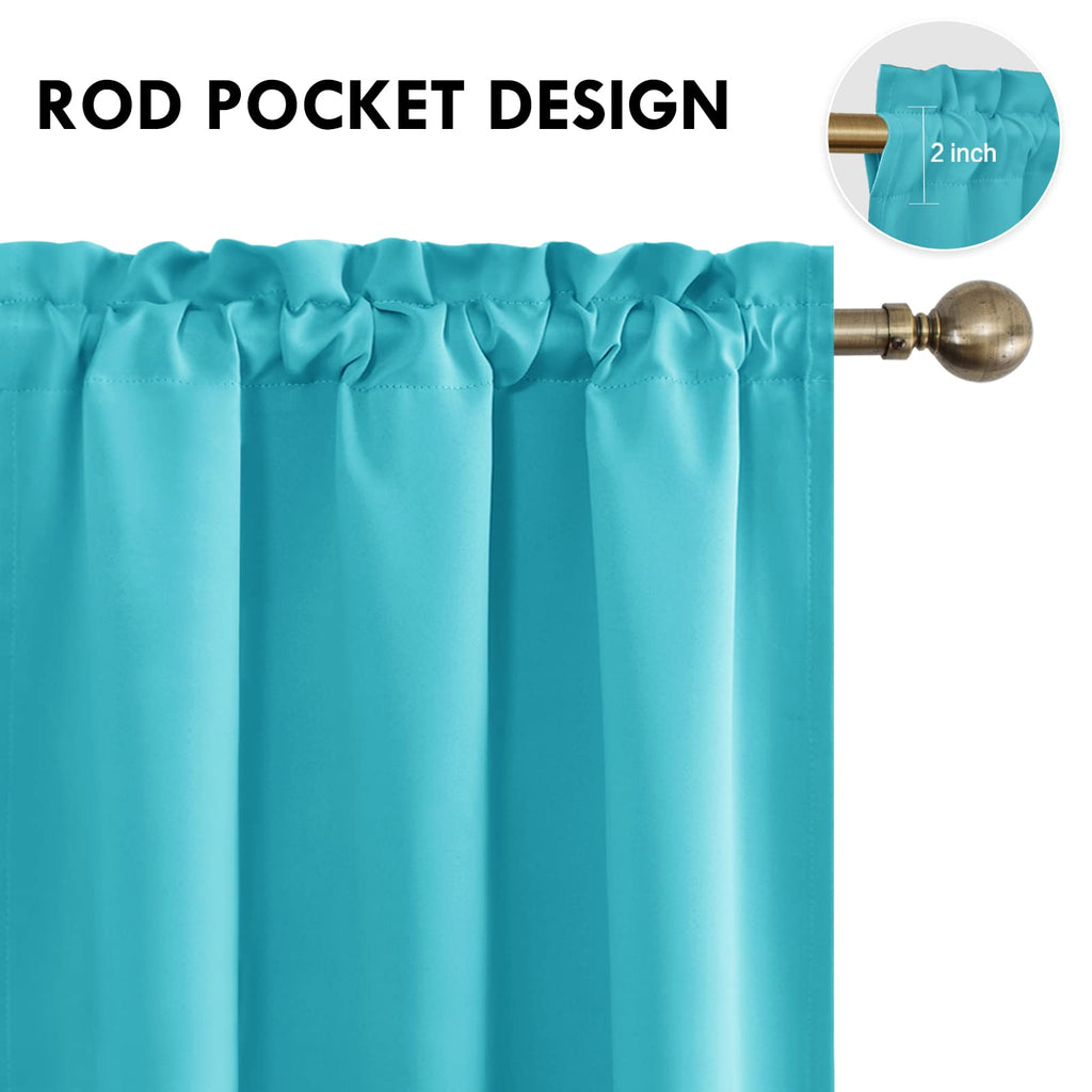 Blackout Curtains for Bedroom Living Room 38 x 54 Inch Long Turquoise (2 Count)