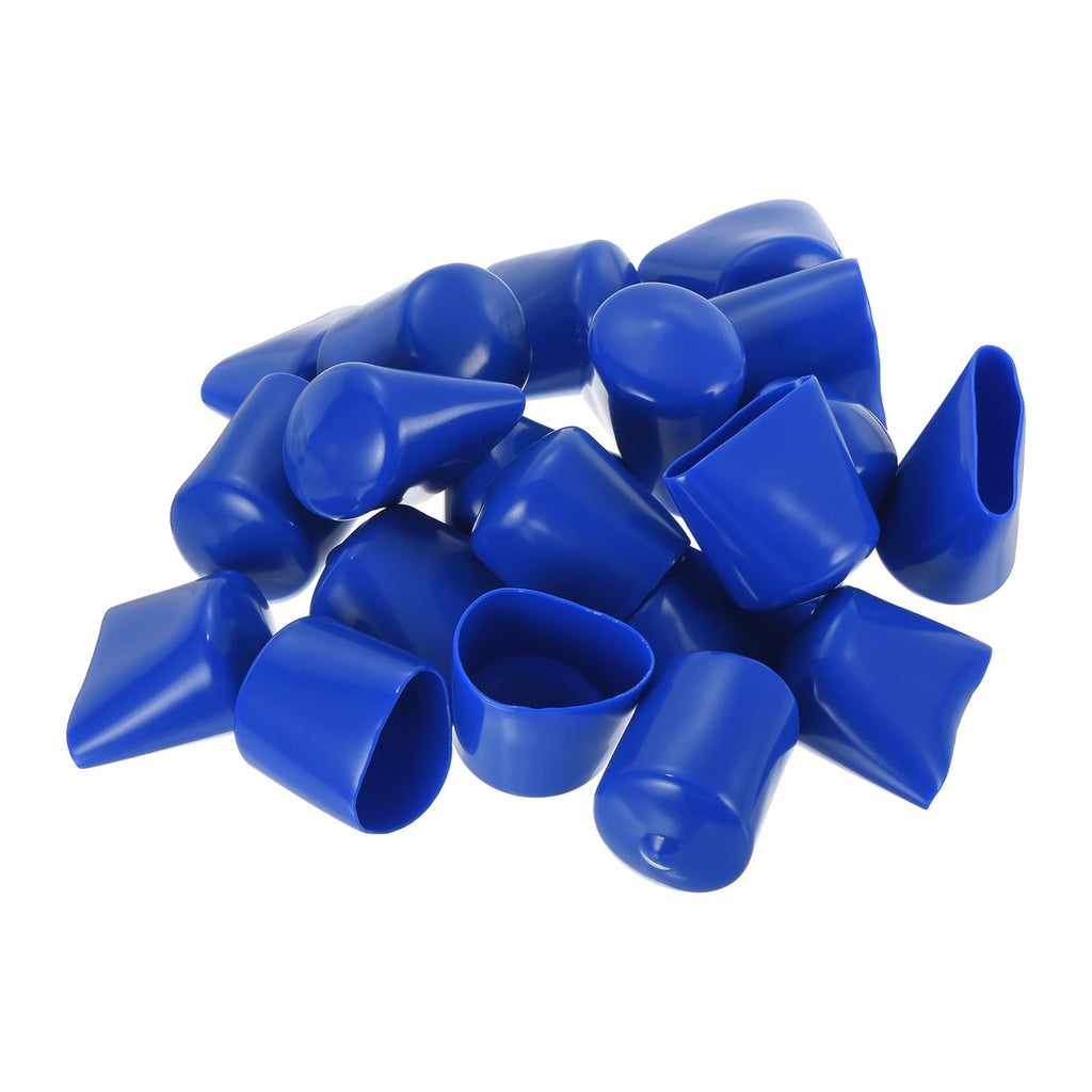 20pcs Rubber End Caps 27mm ID Vinyl Round Tube Bolt Cap Cover Screw Thread Protectors Blue
