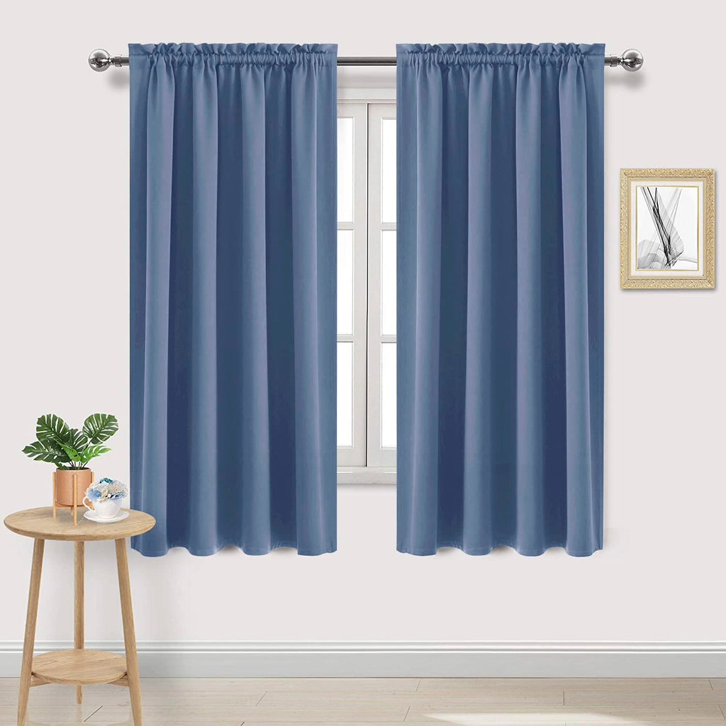 Blackout Curtains for Bedroom 52 x 63 Inch Long Dusty Blue 2 Panels (2 Count)
