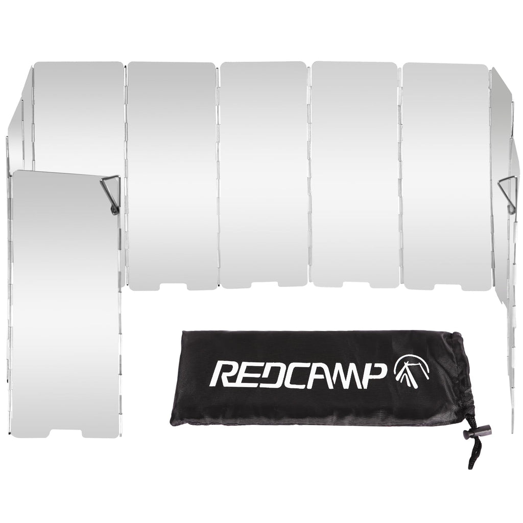 REDCAMP Folding Outdoor Stove Windscreen, 12 Plates Aluminum Camping Stove Windshield with Carrying bag, Lightweight Butane Burner Windshield