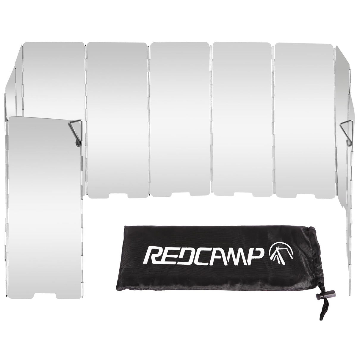REDCAMP Folding Outdoor Stove Windscreen, 12 Plates Aluminum Camping Stove Windshield with Carrying bag, Lightweight Butane Burner Windshield