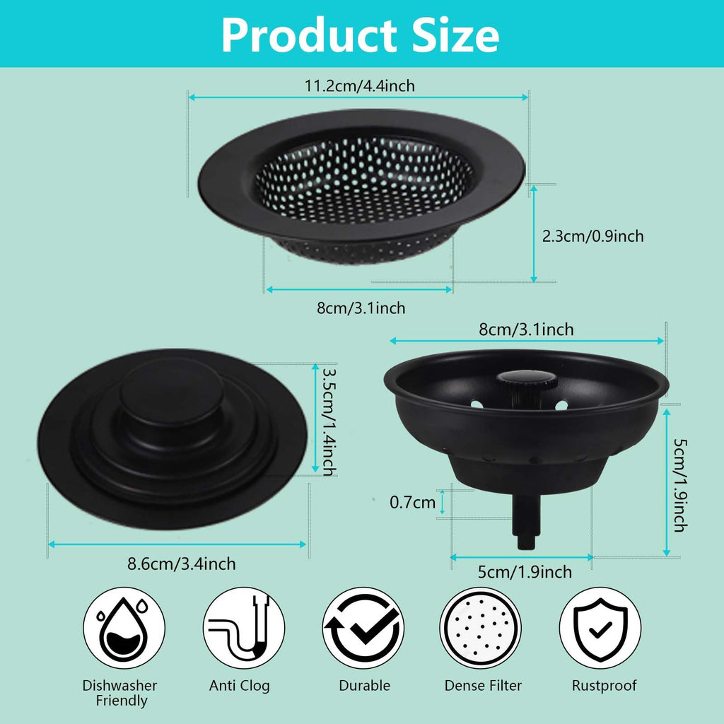 3 PCS Kitchen Sink Stopper Strainer