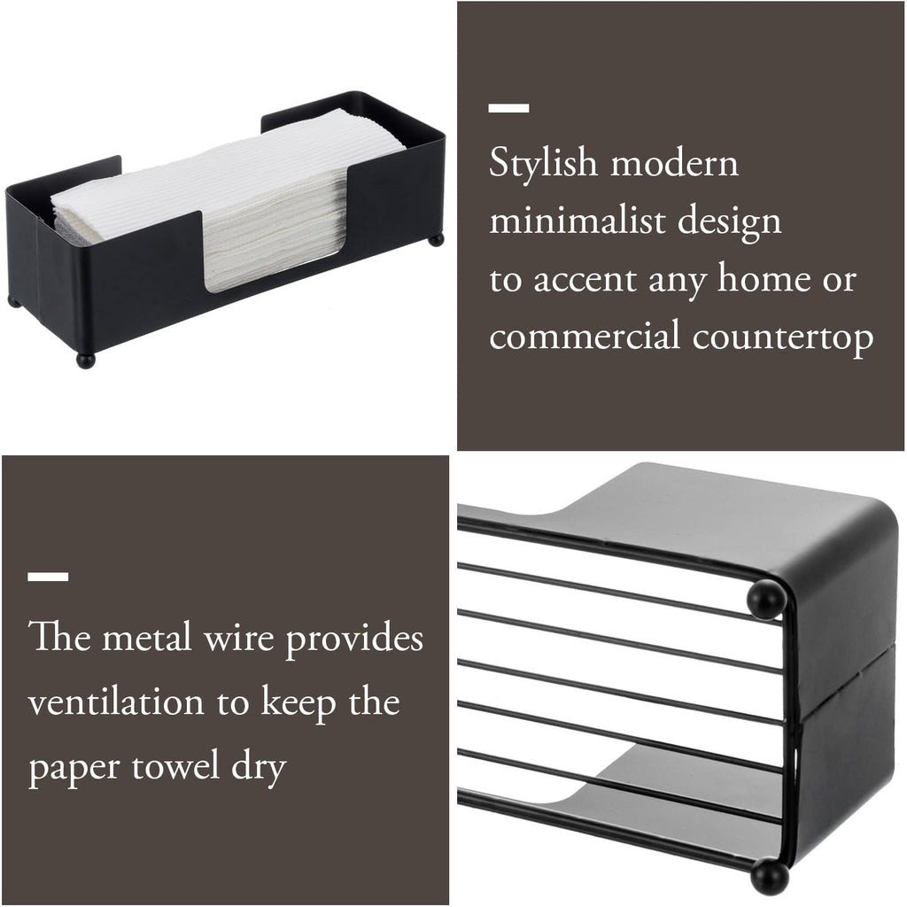 Black Metal Folded Paper Towel Holder Dispenser (2 Count)