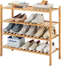 4-Tier Bamboo Shoe Rack for Entryway, Stackable | Heavy Duty | Multi-Function, Free Standing Shoe Racks for Bedroom Hallway Closet