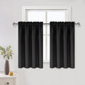 Short Blackout Curtains 42 x 36 Inch Long for Kitchen RV Bunk Black (2 Count)