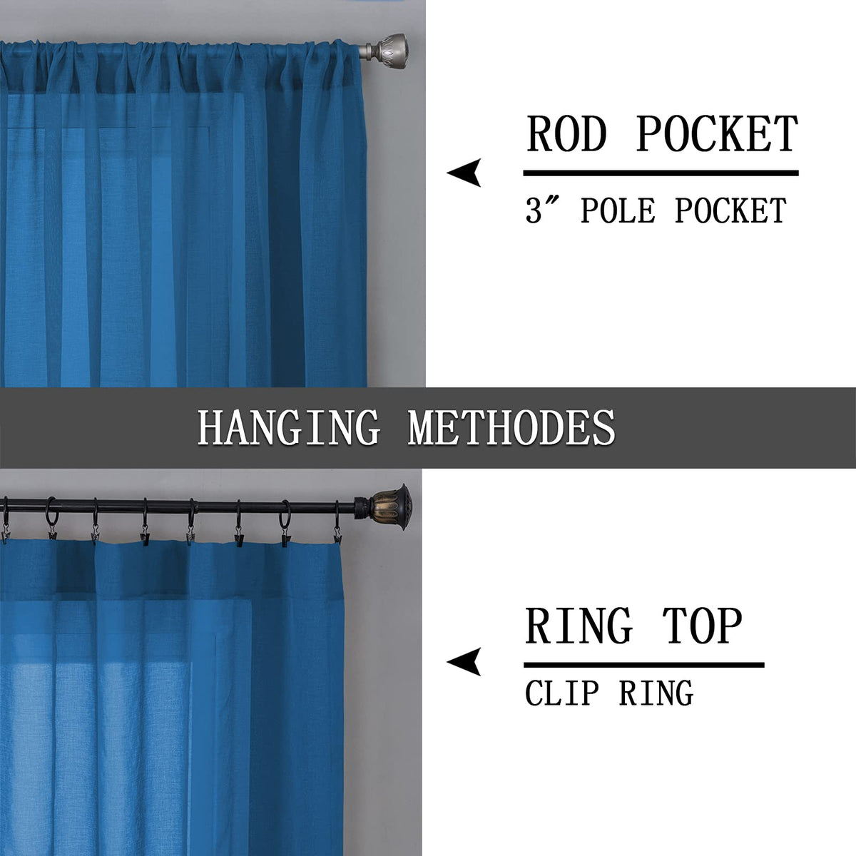 Sheer Curtains Living Room Linen Textured Curtain Sheers Light Filtering Voile Rod Pocket Curtains for Bedroom (2 Count)