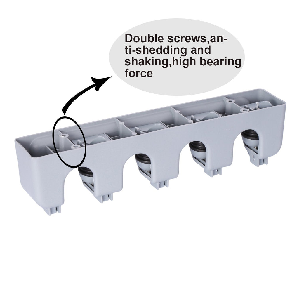 Mop and Broom Holder Wall Mounted 4 Position Storage Rack with 5 Retractable Hooks Holds up to 9 Tools Utility Weatherproof Holder for Garage Storage Systems Broom Organizer