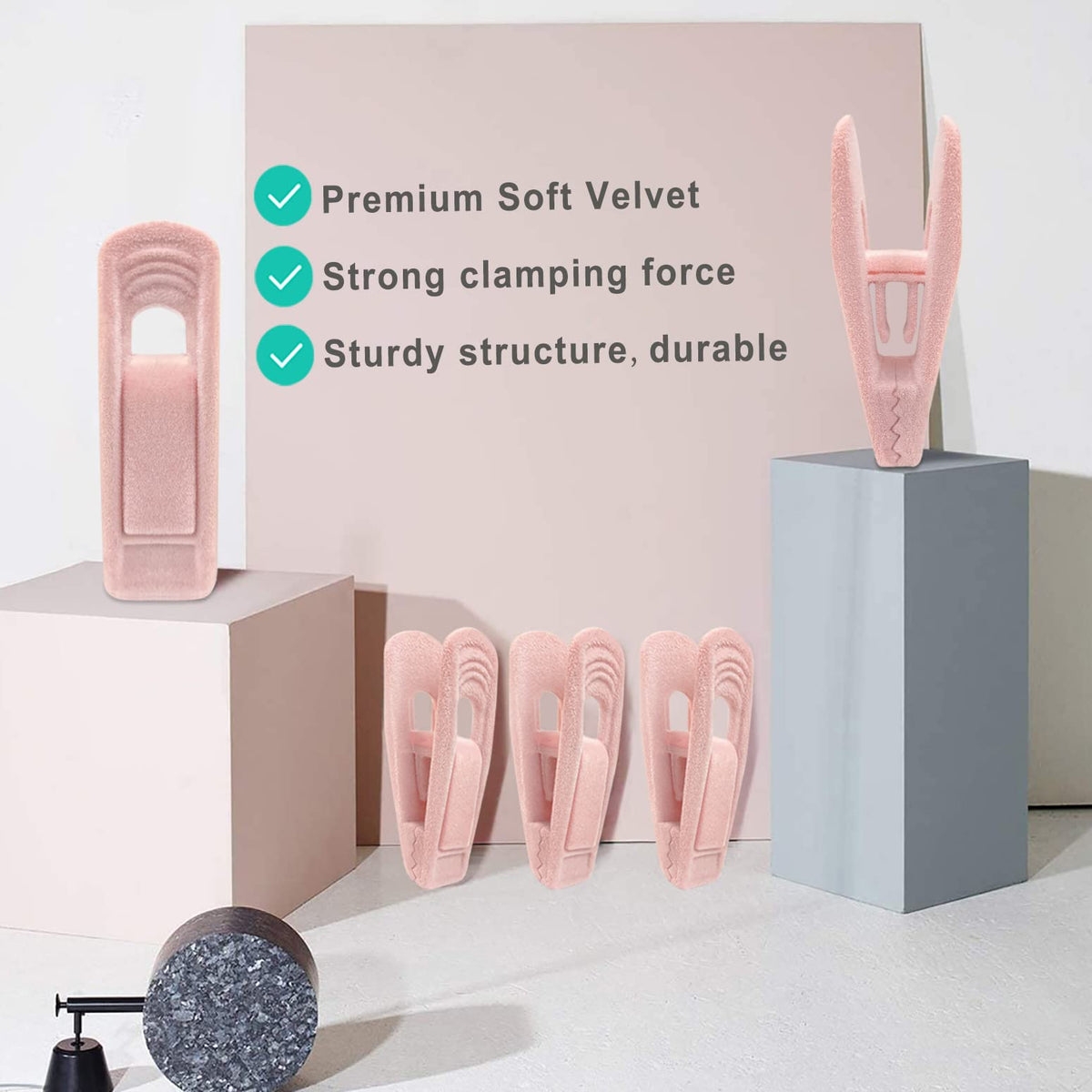 Light Pink Velvet Hangers Clips 40 PCS