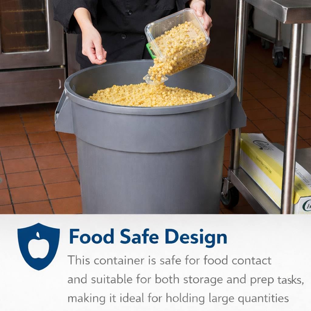 32 Gallon Yellow Round Commercial Trash Can with Lid