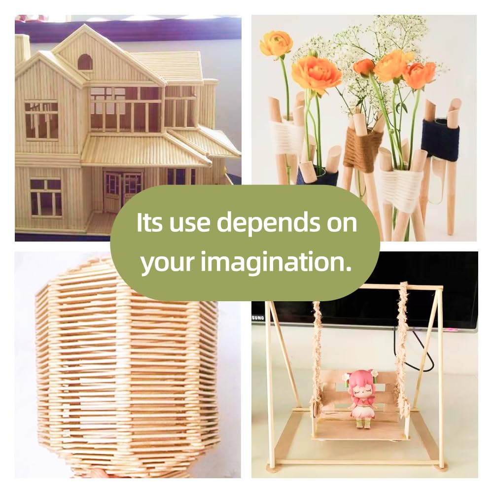10 PCS Dowel Rods Wood Sticks Wooden Dowel Rods (10 Count)