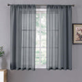 Sheer Curtains Linen Textured Bedroom Curtain Sheers Light Filtering Rod Pocket Voile Curtains for Living Room (2 Count)