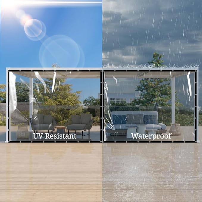 Covers & all Clear Tarp Heavy Duty Waterproof, 20mil Clear Tarp with Grommets, Outdoor Tarp for Patio Covers, Porch Screens, Greenhouses, Chicken Coop (6' H x 20' W Feet), Indoor or Outdoor Use