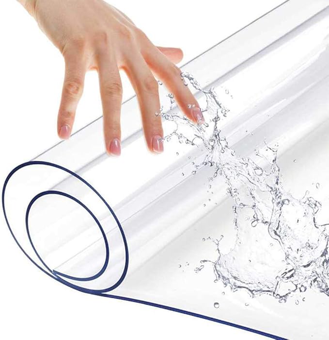 28x45 Inch 1.5mm Thick Clear PVC Painting Table Cover Protector Waterproof Plastic Table Cover Pad Writing Desk Protector Coffee Dinner Table Work Table Protective Pad Non-Slip Anti Juice Heat Dust