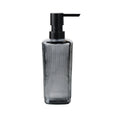 12 oz Glass Soap Dispenser with Vertical Stripe with Black Plastic Rustproof Pump