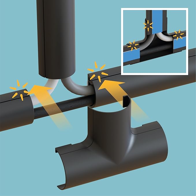D-Line Small Cable Raceway Accessory Pack, Join 0.78in x 0.39in Cord Cover Lengths, 13 Accessories Included, Hide Cords Around a Variety of Angles - Black