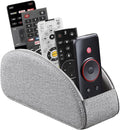 PU Leather Remote Control Holder,TV Remote Caddy with 5 Compartments,Bedside Table or Desktop Organizer for TV,DVD,Blu-Ray,Heater Controllers and Glasses,Media Player,Pen or Pencil Storage(Grey)