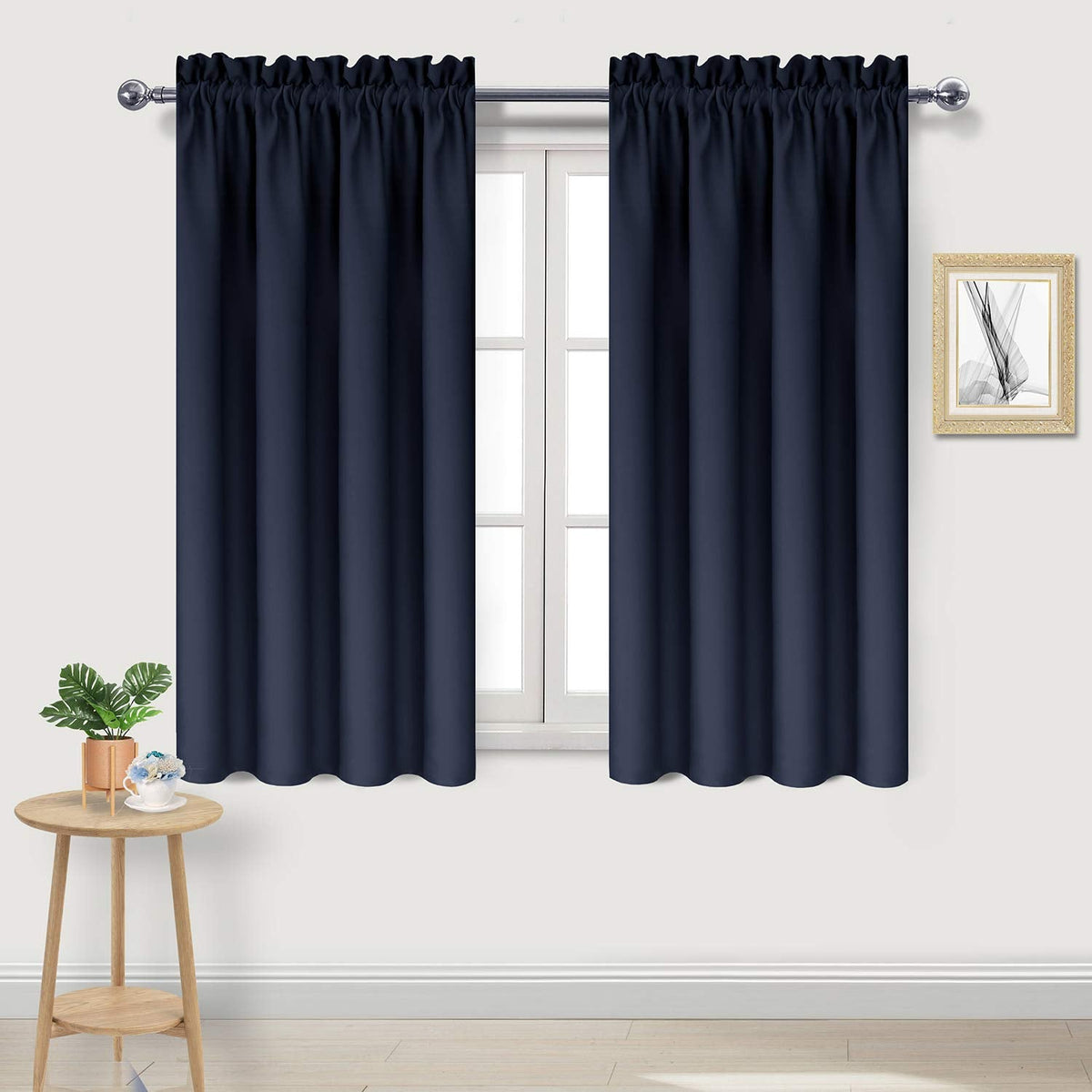 Blackout Curtains for Bedroom Living Room 42 x 45 Inch Long Navy (2 Count)