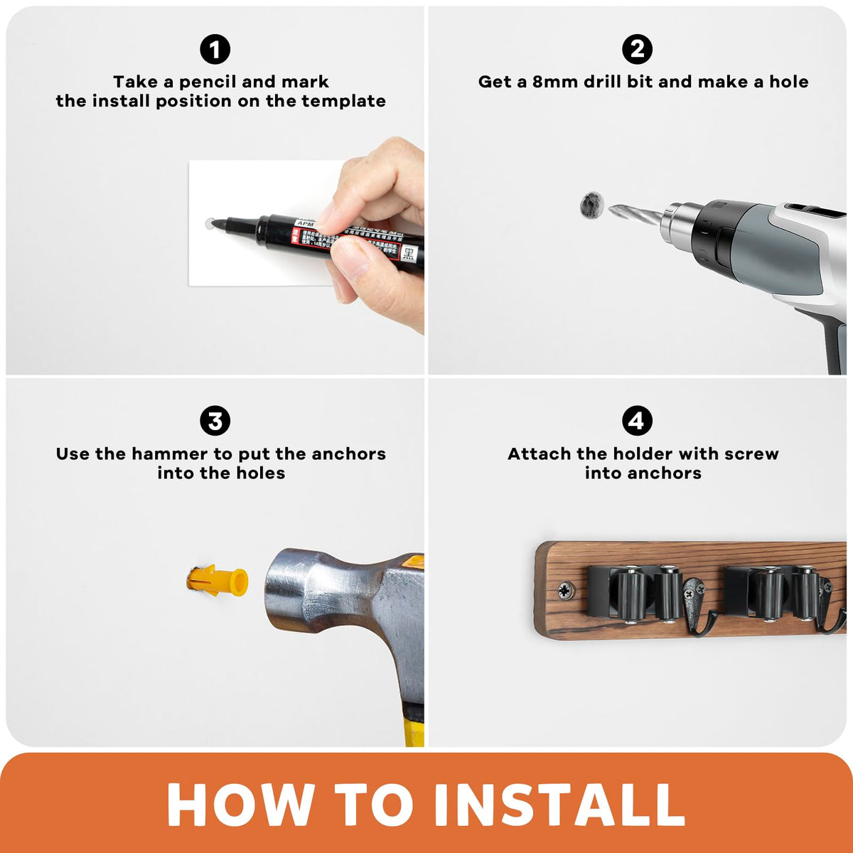 Broom Holder Wall Mount