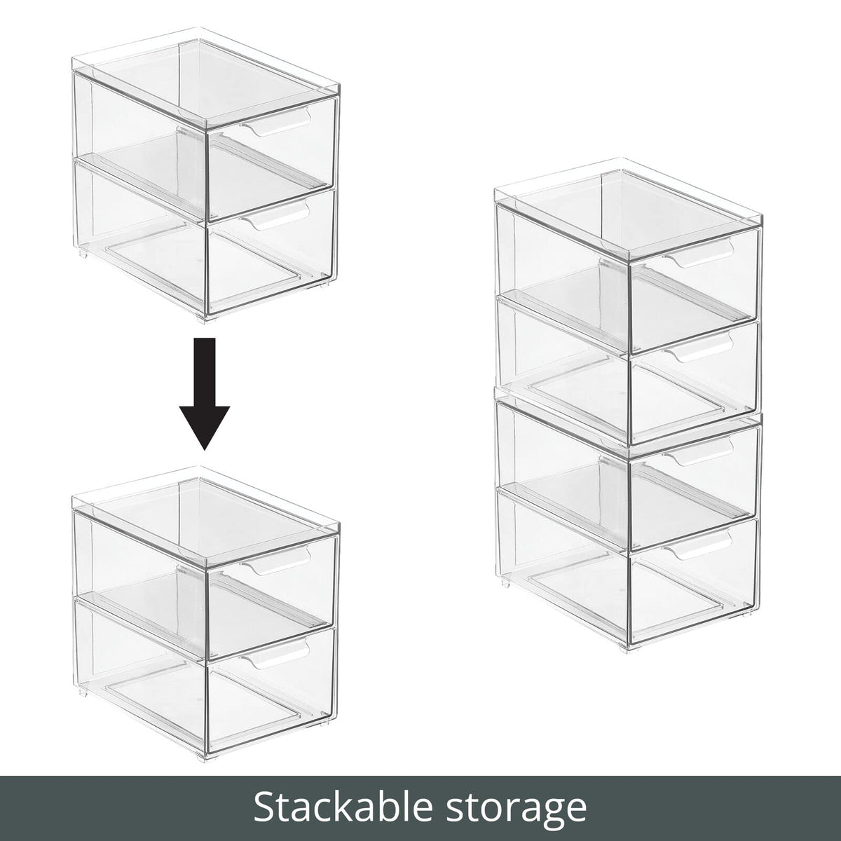 Stackable Storage Containers Box with 2 Pull