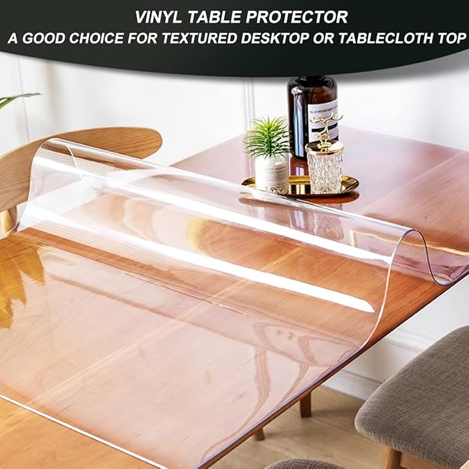 Clear Table Cover Protector 38x76" Crystal Plastic Desk Protector Table Pad for Dining, Kitchen, Conference, Banquet, Writing Table - Water, Oil Resistant - Easy Clean, Anti-scratch