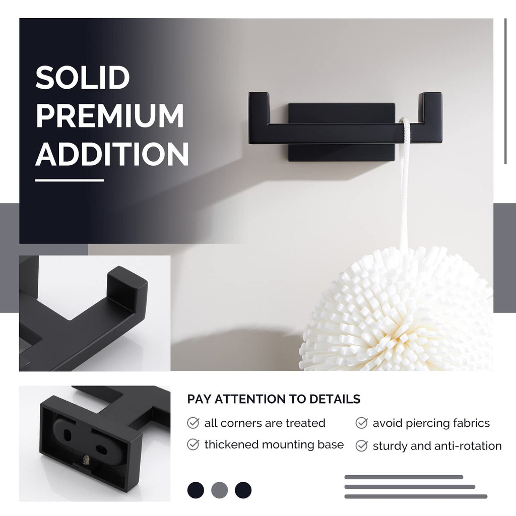 Double Towel Hook Matte Black