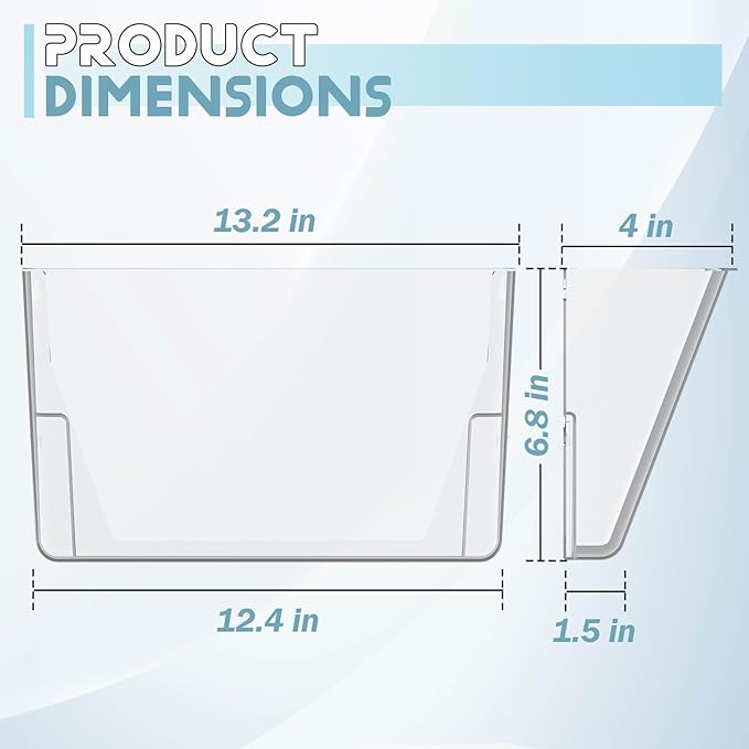 Gawerk Clear Acrylic Single Pocket, Plastic Hanging Wall Mount File Holder for Office Home (White, 6 Pack)