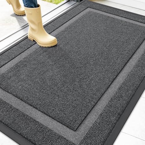 OLANLY Front Door Mat Outside 47x34, All-Season Heavy-Duty Rubber Doormat