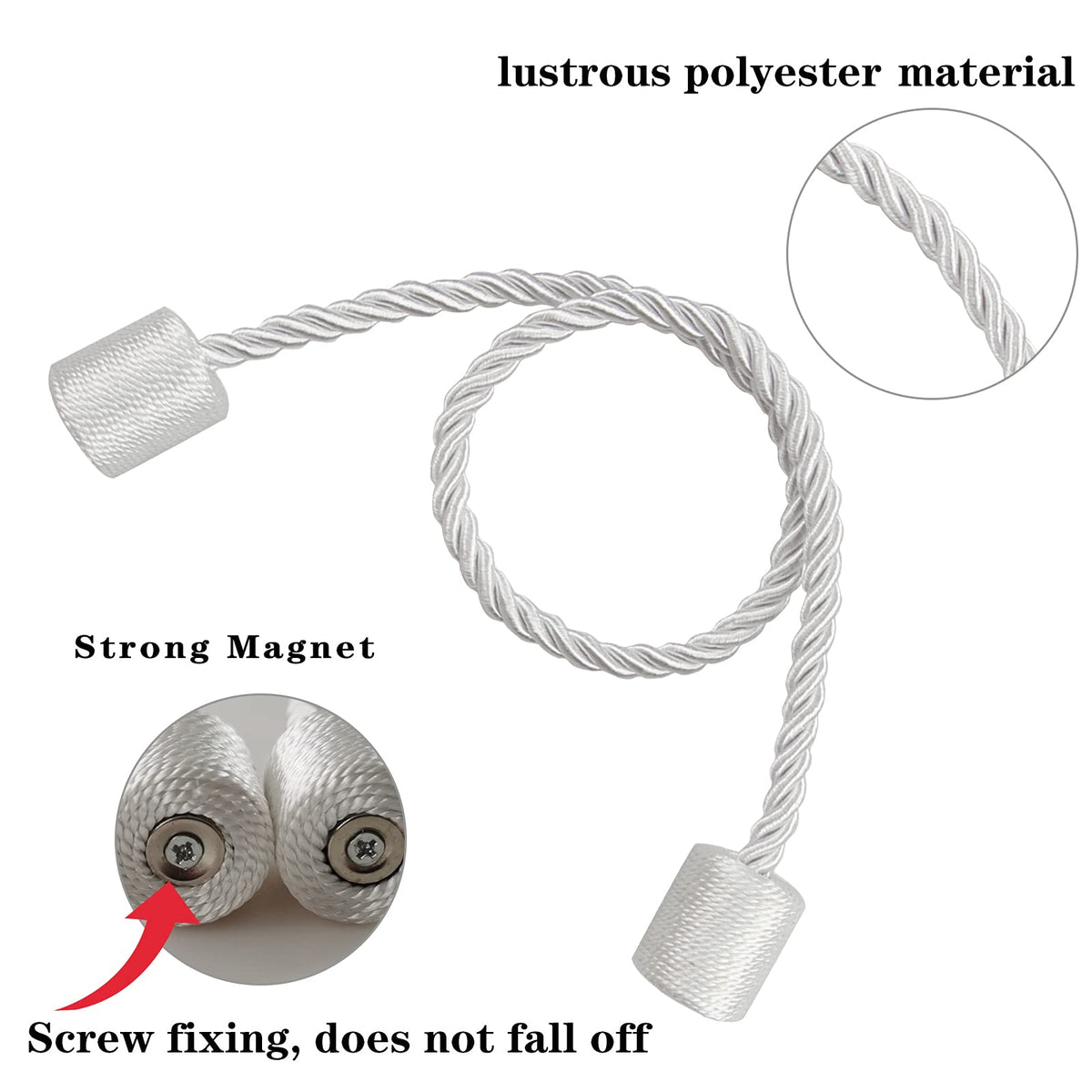 Magnetic Curtain Tiebacks Holdbacks Decorative Tie Backs for Windows Porlau (4 Count)