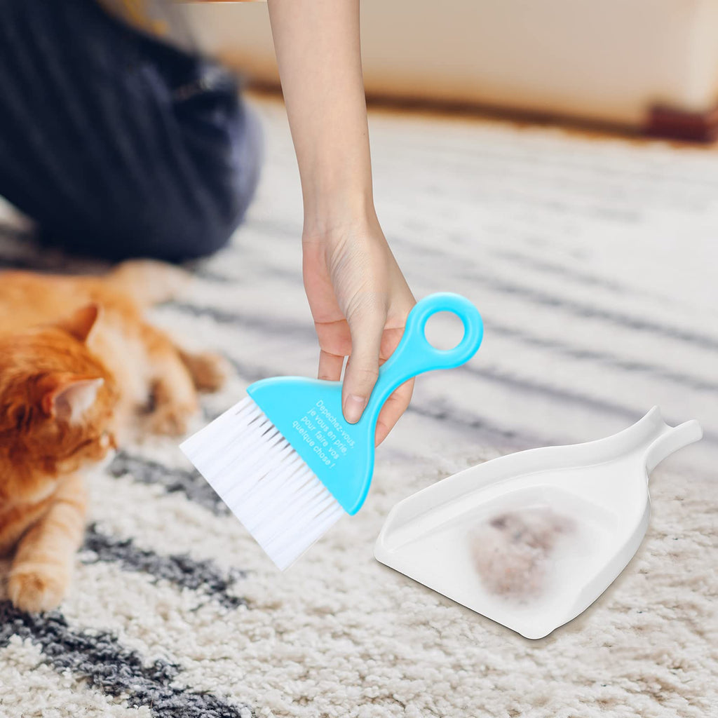 3 Pack Mini Dustpan and Brush Set Colorful Small Broom and Dustpan Set Hand Whisk Brooms Tiny Cleaning Brush Table Crumbs Sweep for Desk Keyboard Kitchen Corner Car Sofa Pet Cage Nest Craft (6 Count)