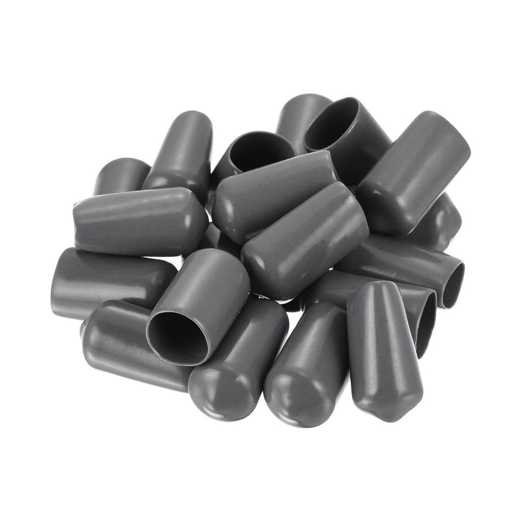 20pcs Rubber End Caps 11mm ID Vinyl PVC Round Tube Bolt Cap Cover Screw Thread Protectors Dark Grey
