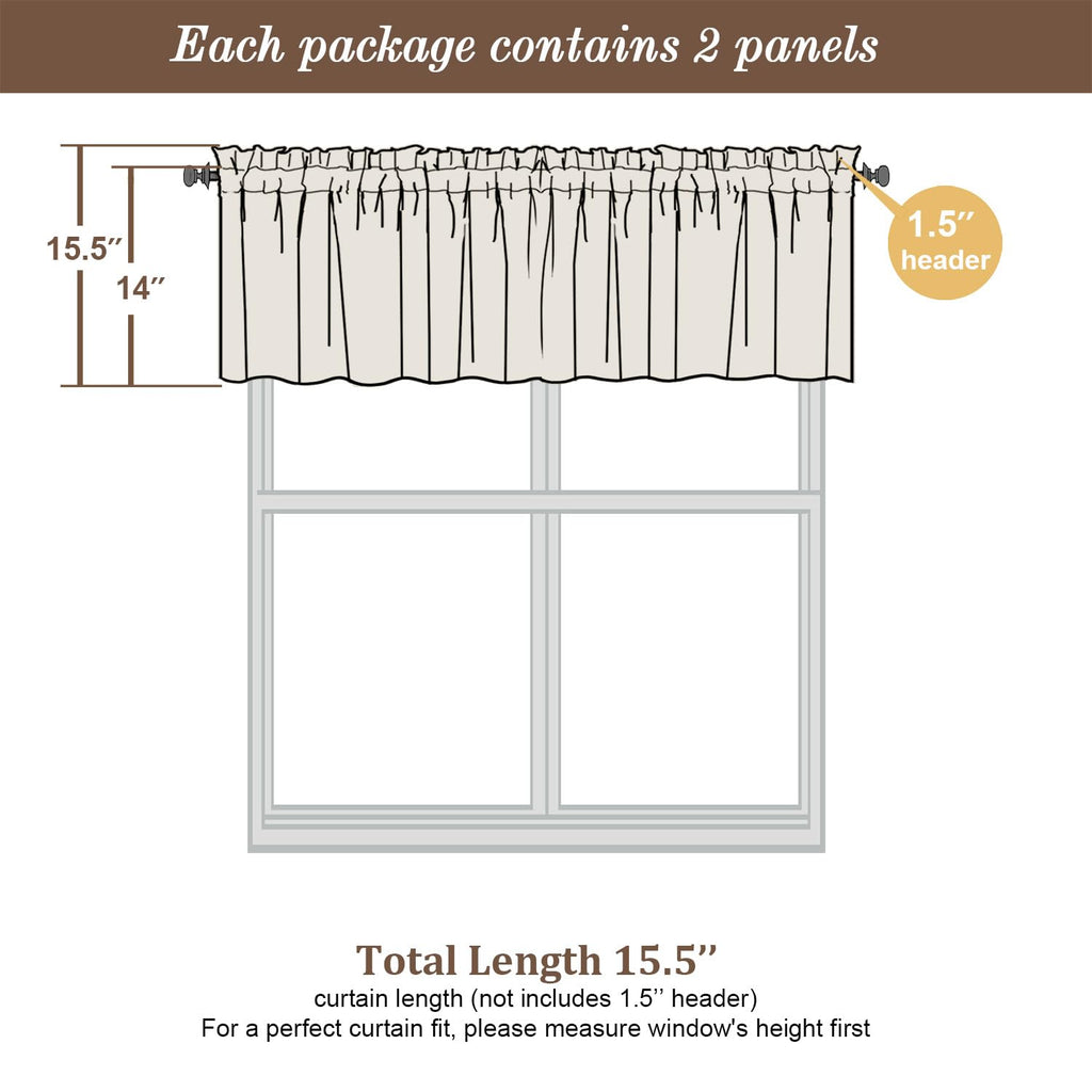 Light Blue Sheer Valances for Windows 2 Pack (2 Count)