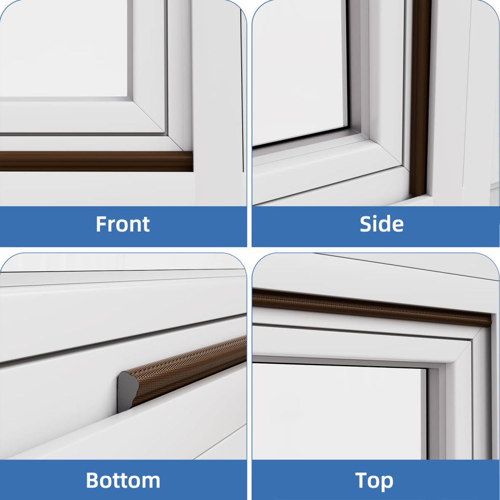 Wedge Shape Window Weather Stripping Door Frame Seal 2Pcs×196” Brown (2 Count)