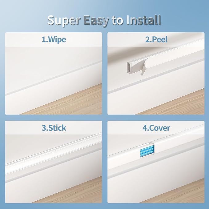 TV Cord Hider Wall, 141.7in Cord Covers for 2-3 Wires on Wall, Paintable Cable Hider Wire Covers for Cords on Wall, Self-Adhesive Cord Hider for Wall Mount Tv to Hide Cords, W0.94 H0.47in, White