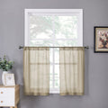 Sheer Tier Curtain Linen Textured Half Kitchen Curtains Sheer Light Filtering Rod Pocket Voile Small Curtains for Bathroom