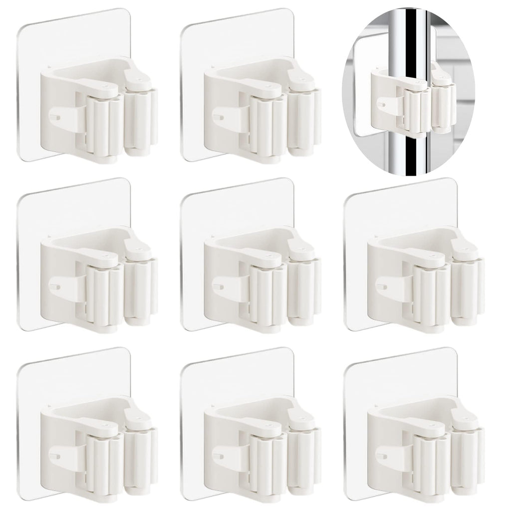 8 Pack Self Adhesive Broom Holder Wall Mount (8 Count)