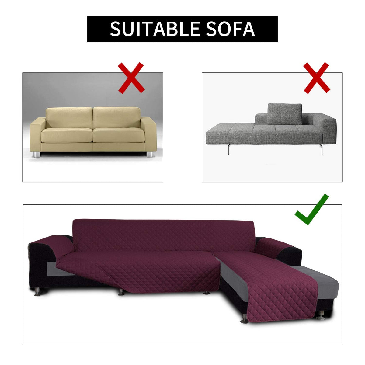 Sofa Slipcover L Shape Sofa Cover Sectional Couch Cover Chaise Lounge Slip Cover Reversible Sofa Cover Furniture Protector Cover for Pets Kids Children Dog Cat