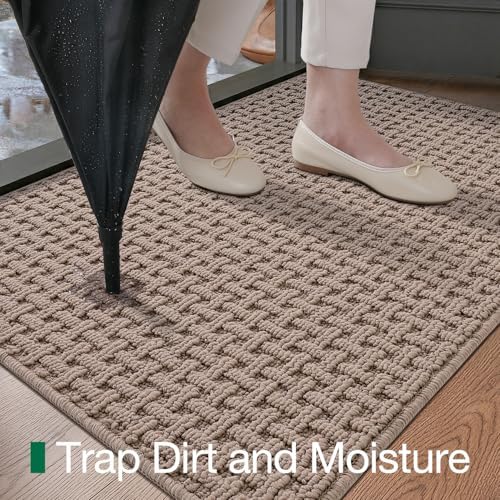 LUMI Washable Indoor Door Mat for Entryway 48x72, Entrance Mat, Taupe