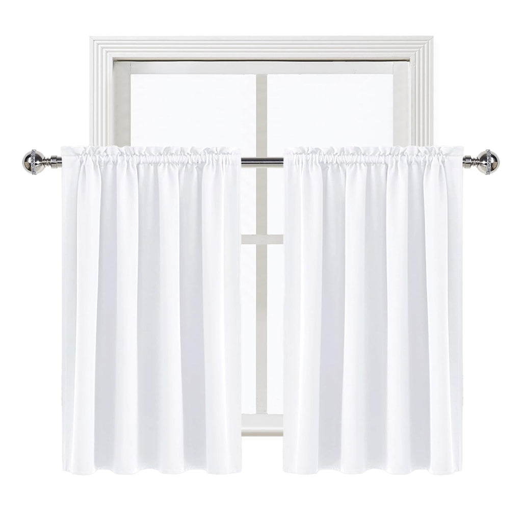 White Short Curtains 36 inches Long for Kitchen RV Bunk 2 Panels (2 Count)
