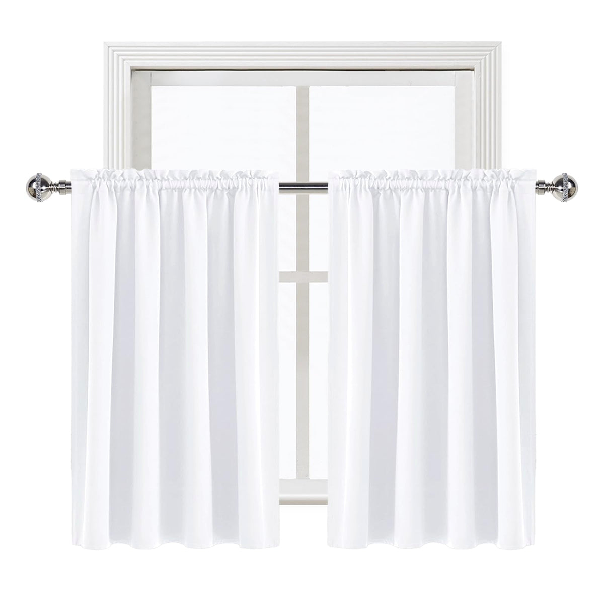 White Short Curtains 36 inches Long for Kitchen RV Bunk 2 Panels (2 Count)
